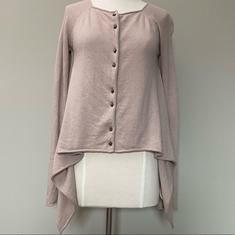 Anthropologie Shae Cashmere Wool Asymmetrical Button Down Cardigan Sweater, Sm